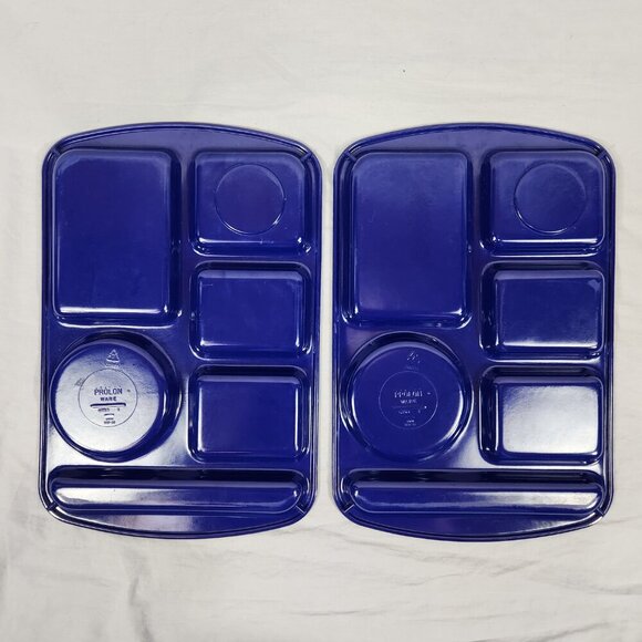 Vintage Prolon Ware Melamine Divided School Lunch Trays Blue Green Lot of 4 - Picture 8 of 11